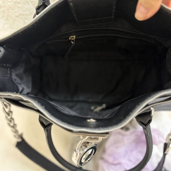 Timeless Michael Kors Hamilton Black w/Silver Trim Saffiano Leather Tote - Picture 6 of 11
